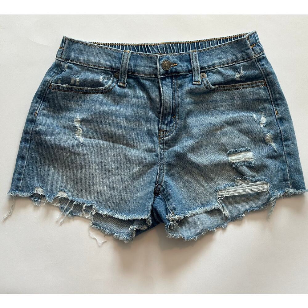 Aerie Cut Off Jean Shorts Womens XS Blue Denim Distressed‎ Hot Pants